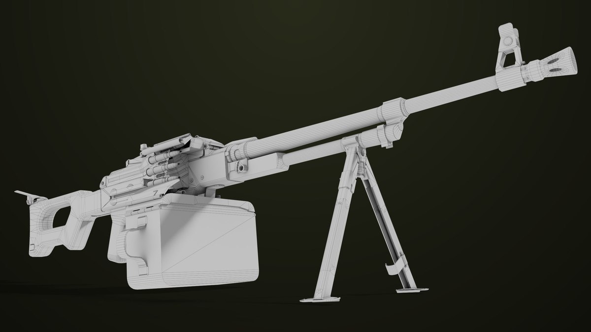 Machine Gun 11 Wood handle URP HDRP Textures