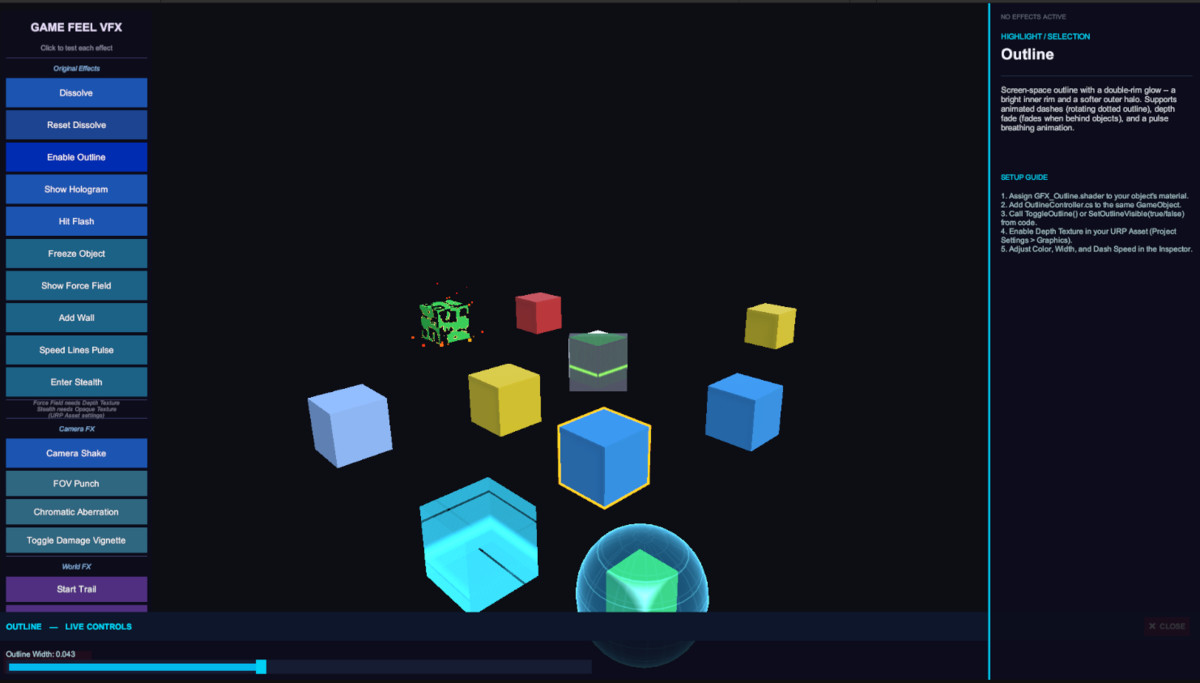 Game Feel VFX Pack - Screen Shake, Hit Flash, Outline & More | URP