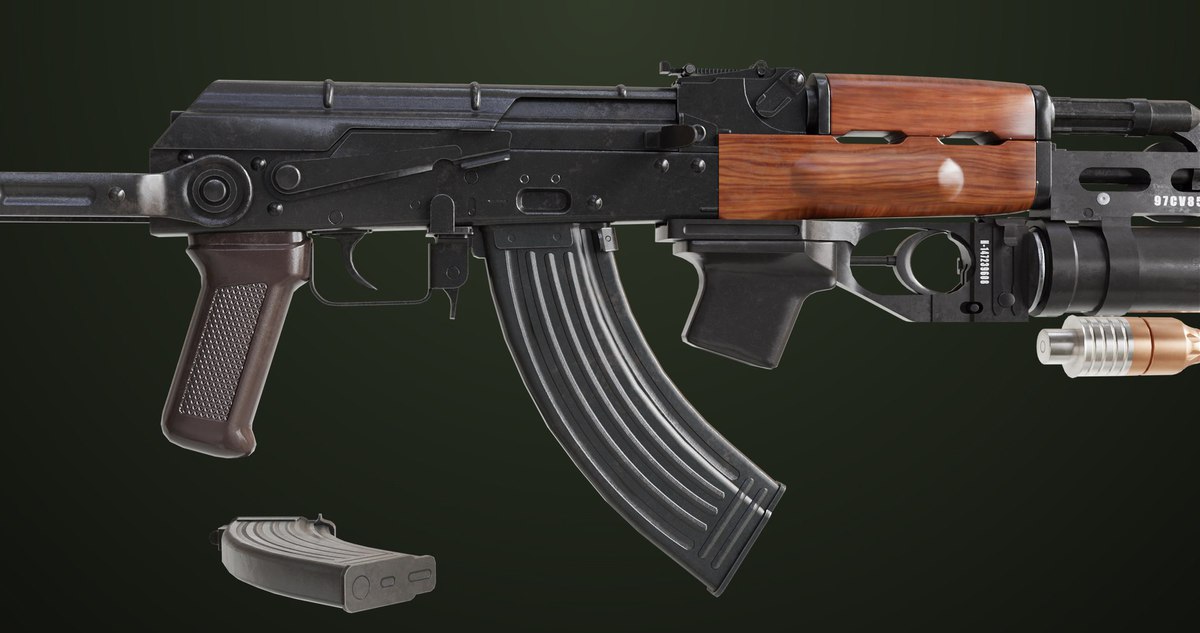 AKMS Light Machine Gun 10 URP HDRP Textures