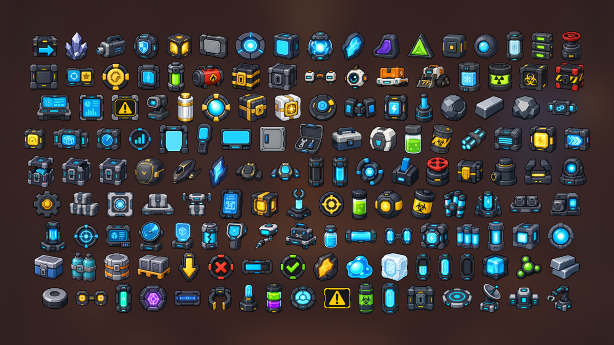 Sci Fi Tech Resources UI Icons Pack for Strategy Survival and Space Games