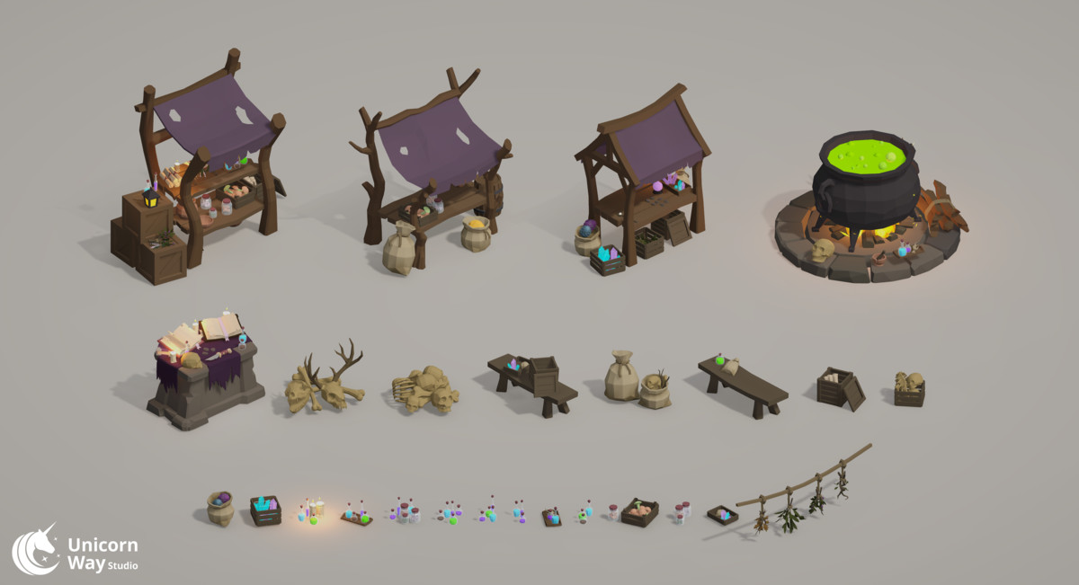 Fantasy Witch Village - Low Poly Stylized Pack