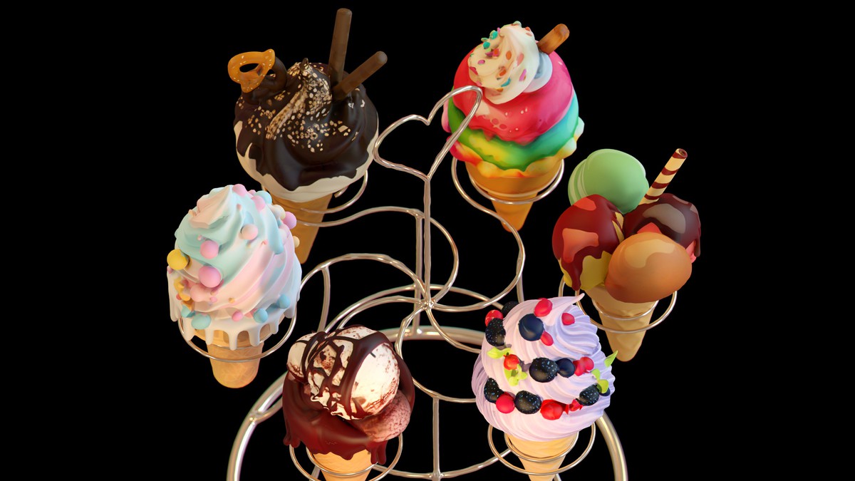 Delicious Ice Cream Collection – Colorful Dessert 3D Models