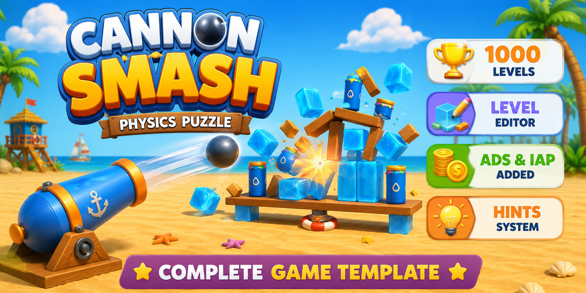 Cannon Smash: 3D Physics Puzzle – Complete Game Template