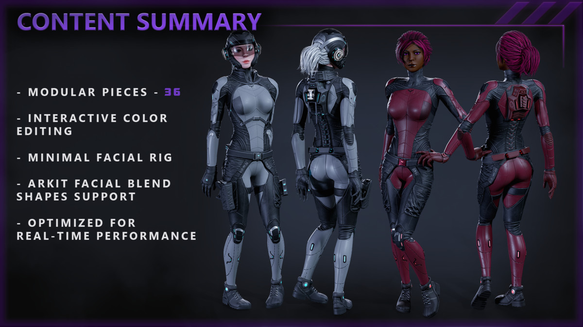 Sci-Fi Operative Woman – Modular Game Character