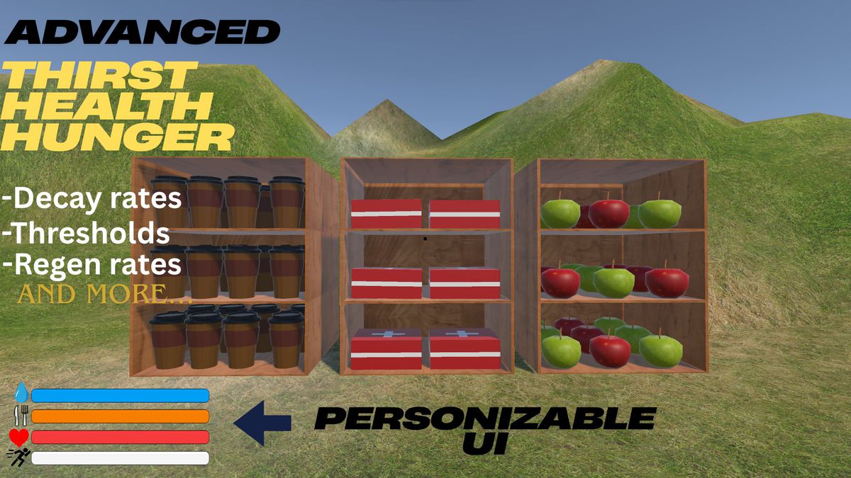 Vitals-Survival Thirst,Hunger,health,stamina and Damage System