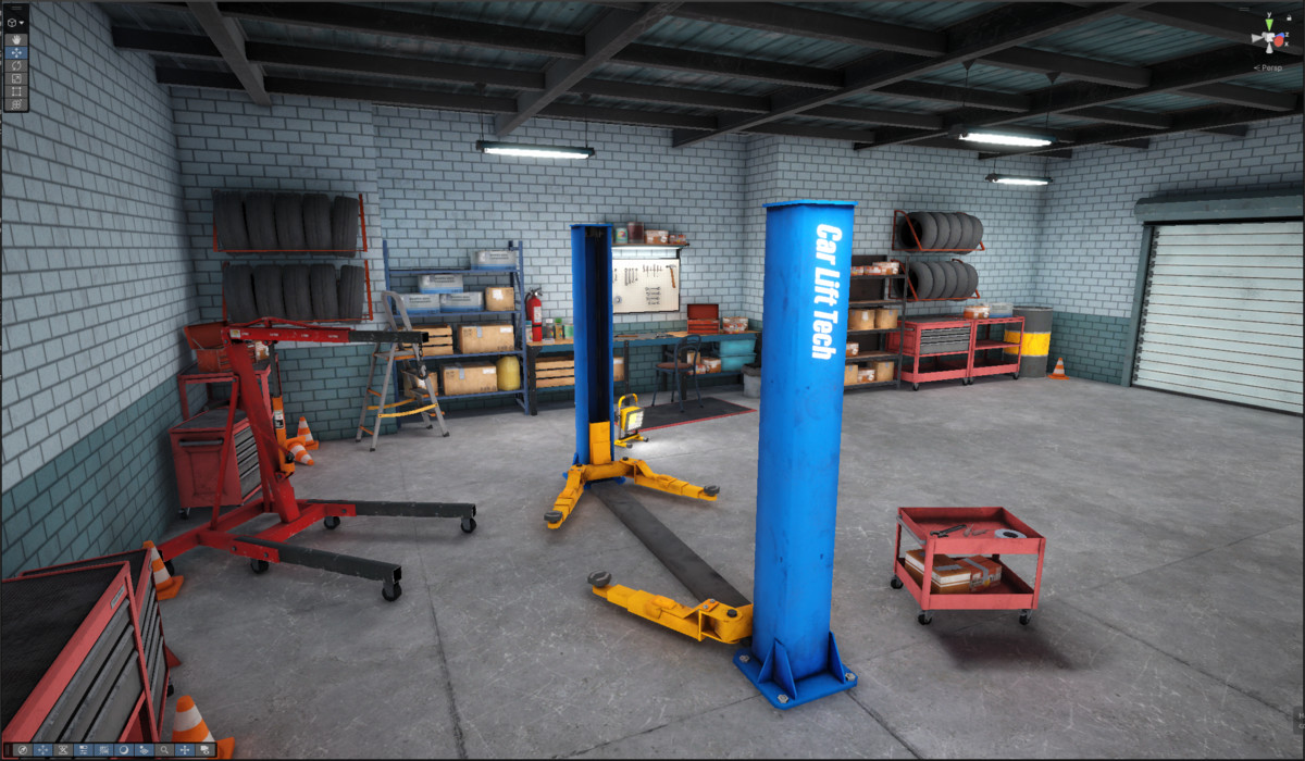 Garage-Autoservice Low-poly 3D models URP