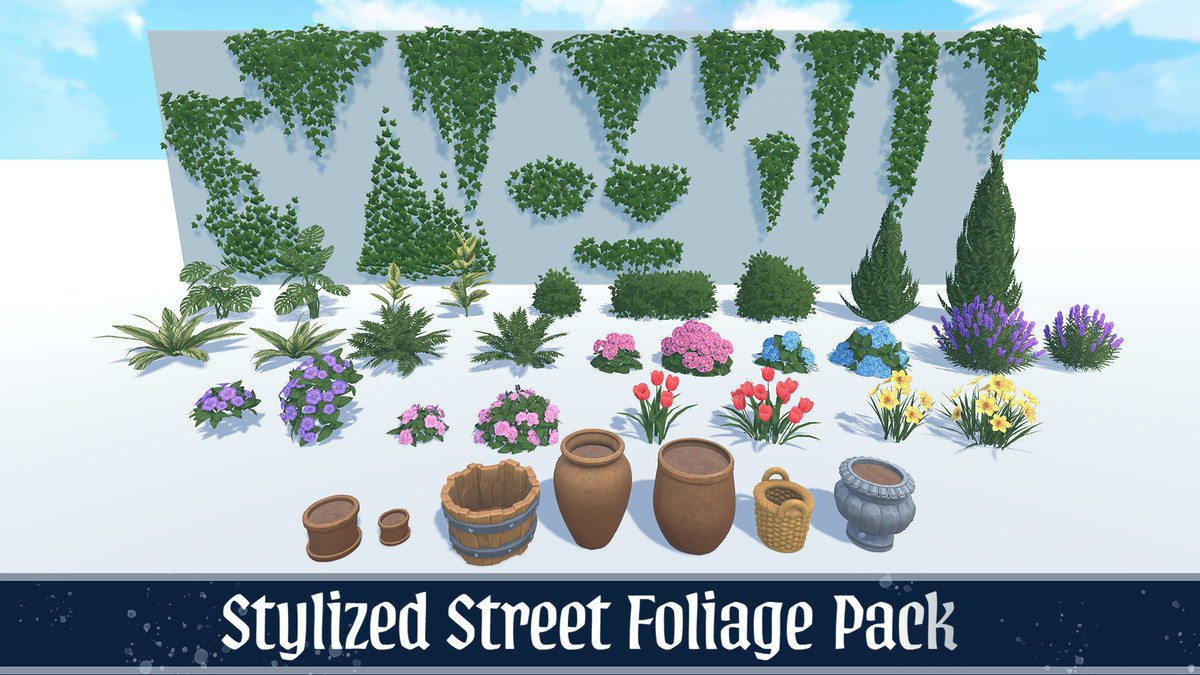 Stylized Street Plants Flowers Ivy Vines Pack