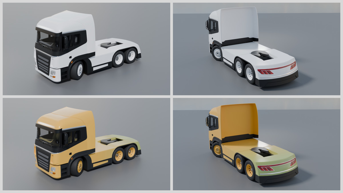 EV Semi Truck Vehicle Pack – Modular Trailer, With Interior & Openable Doors