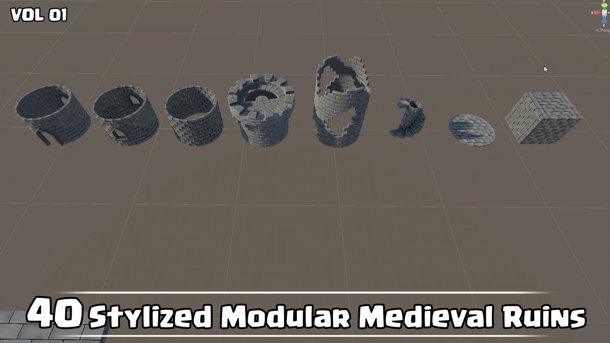 40 Stylized Modular Medieval Ruins