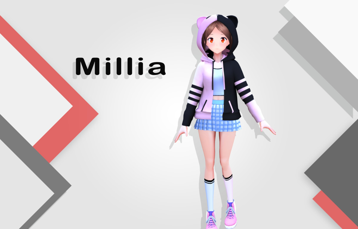 Millia 3D: Anime Style Character (For VRChat/Game-Ready)