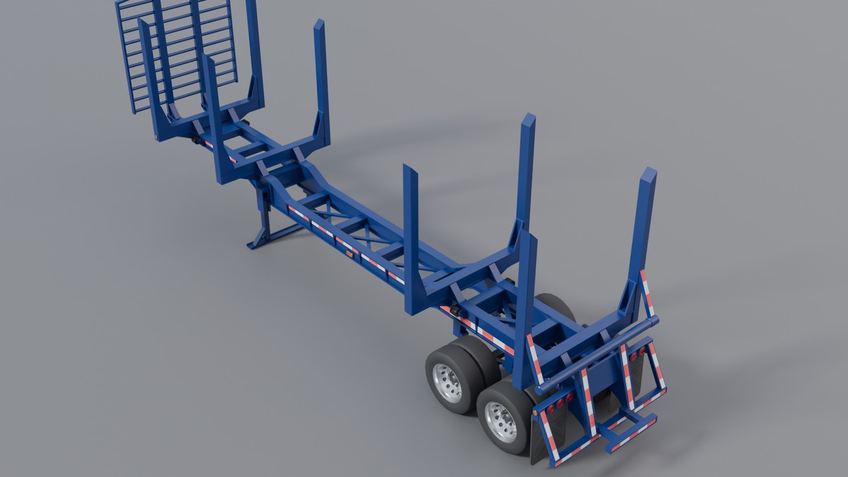 American Semi Truck + Logging Trailer | Interior, Modular, 4 Wood Log | PBR