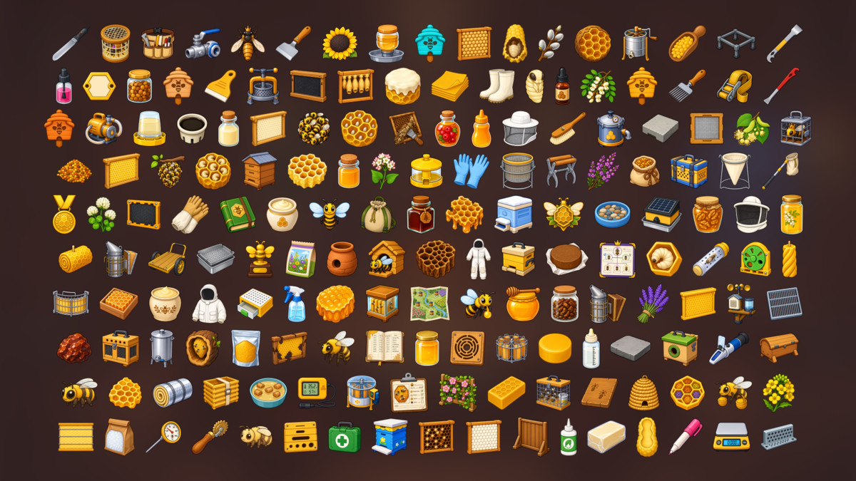 Beekeeping Apiary Honey Production Bee Farming Icons Pack