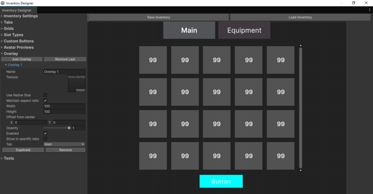 Advanced Inventory Designer