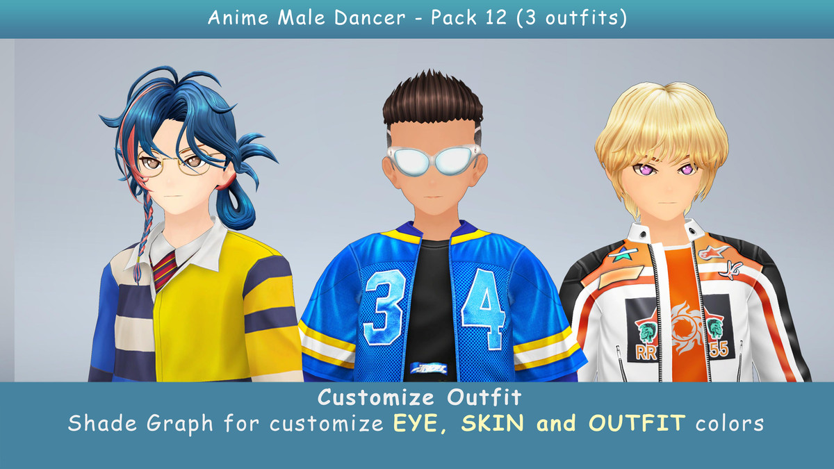 Anime Male Dancer - Pack 12 (3 outfits)