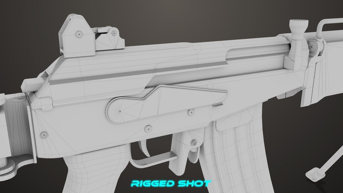 Machine Gun 13 Wood Handle URP HDRP Textures