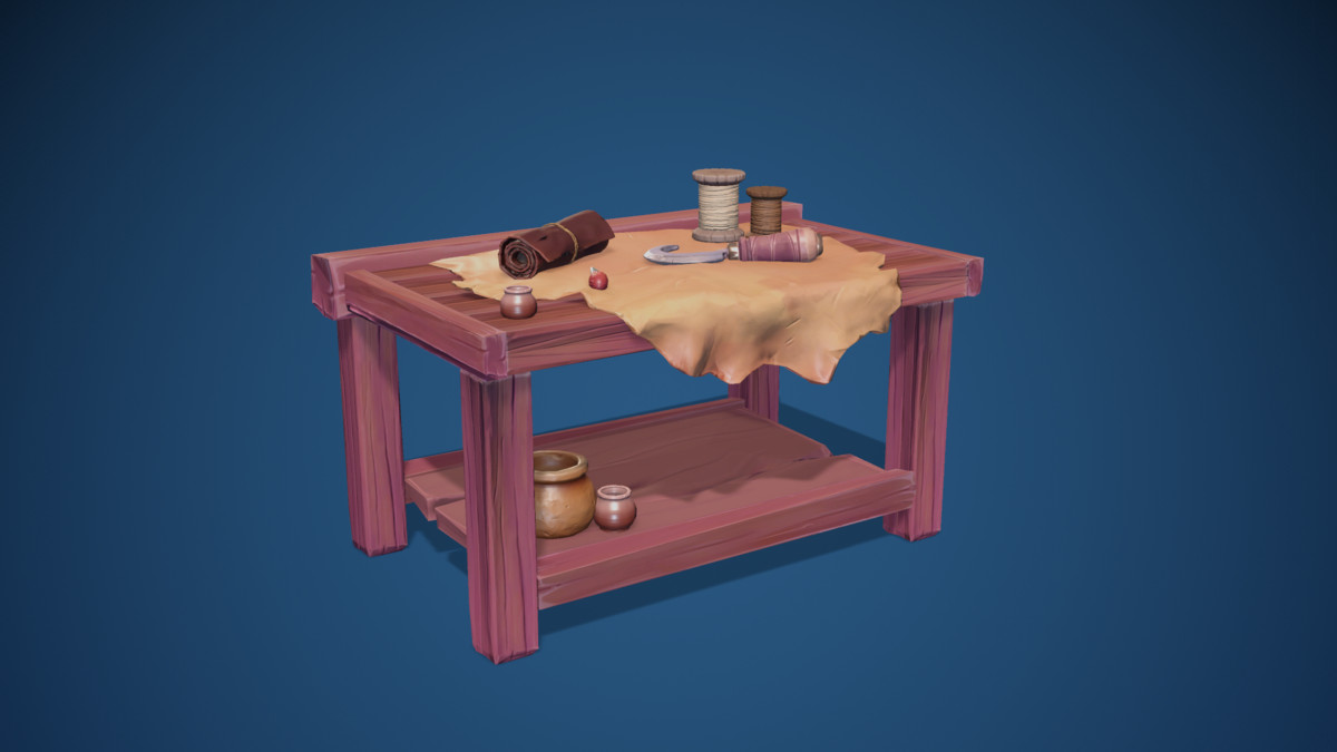 Stylized Leather Workbench #2 - 3 Tiers- AAA quality