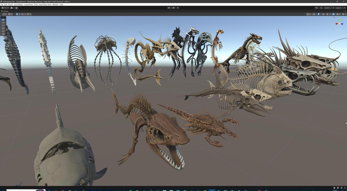 Fish and Underwater Creatures Skeleton Collection – Marine Bone 3D Asset Pack