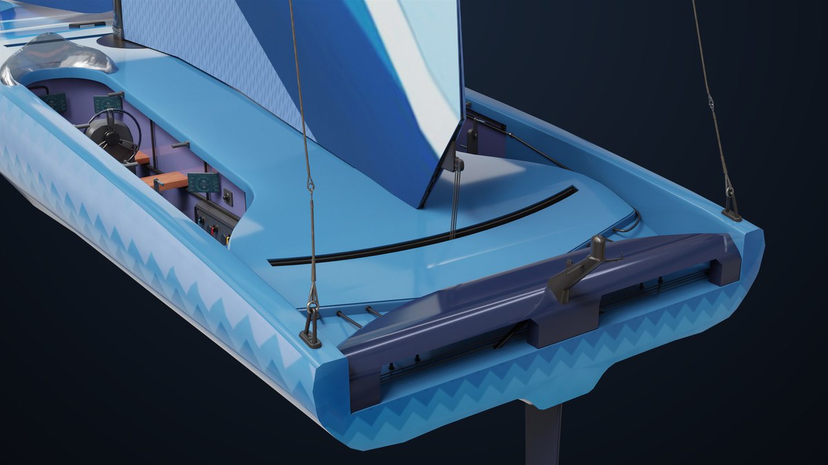Yacht Hydrofoil Sailing Boat Blue URP HDRP Textures
