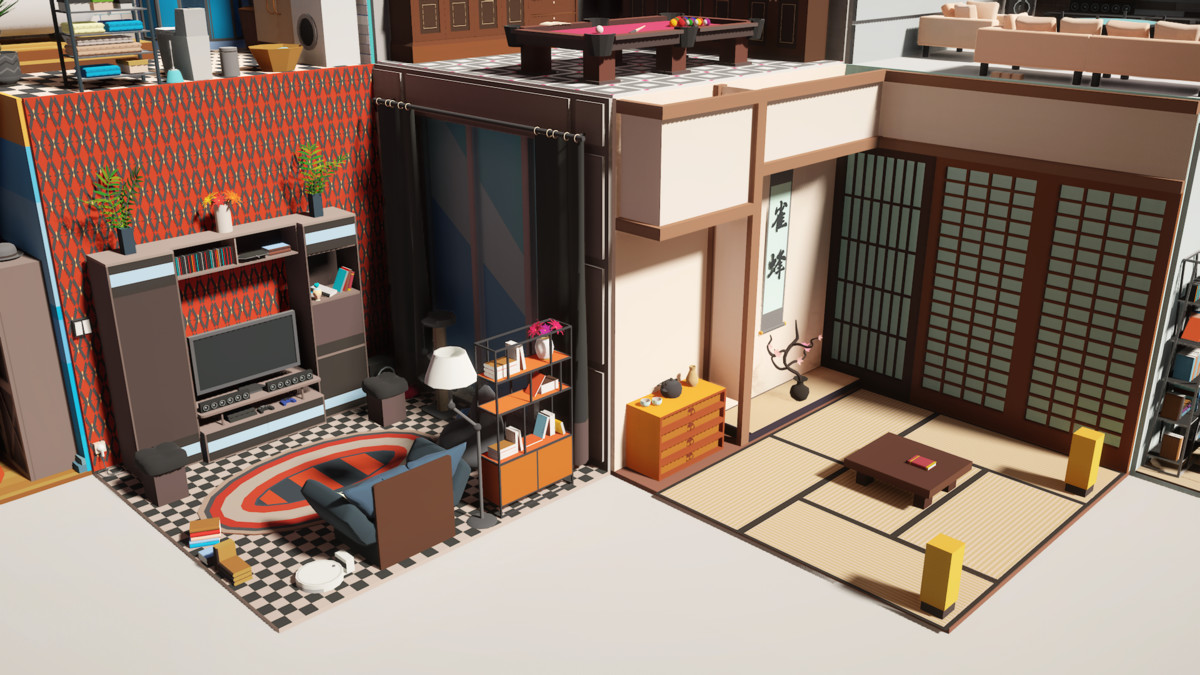 Low Poly 15 Rooms 1000+ objects Vol.2