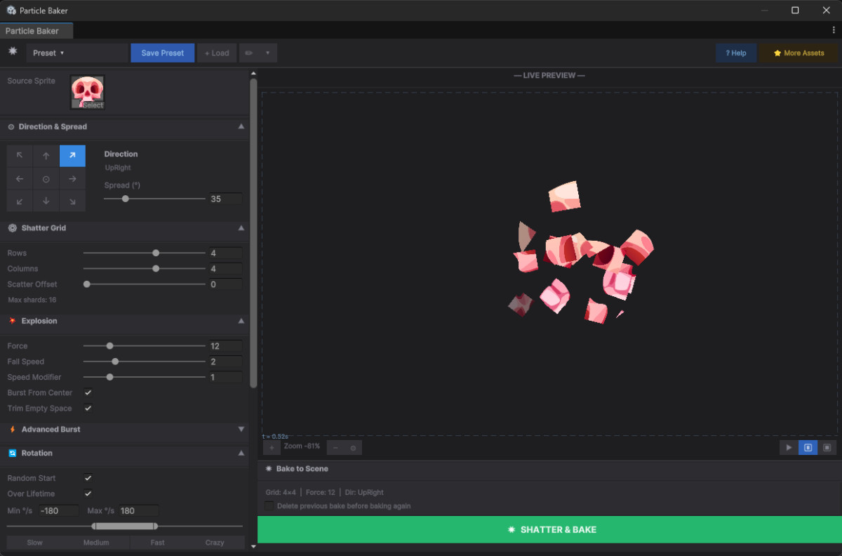 Sprite Shatter FX (Particle System)