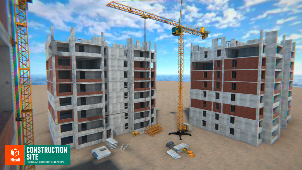 Construction sites, equipment and builders