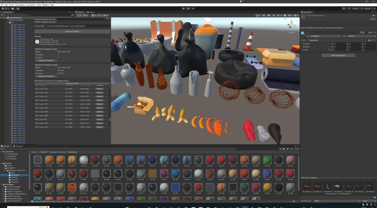 Lowpoly Stylized Street Garbage, Junk, Trash and Waste Set - 328 gameready props