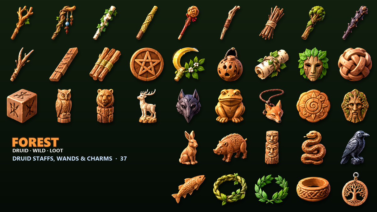 Forest & Druid Loot Icons - 272 RPG Items