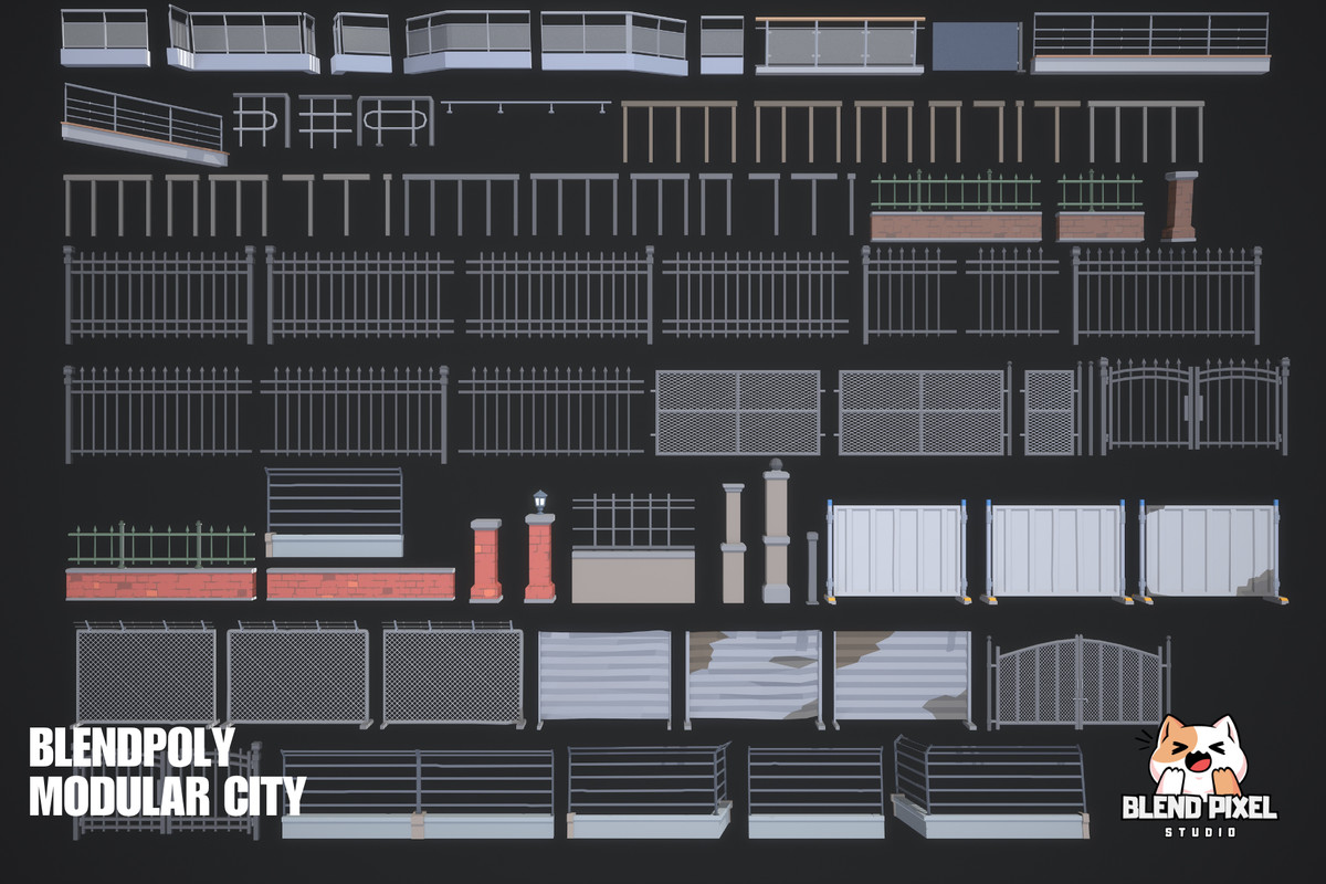 BlendPoly Modular City - Low Poly Assets