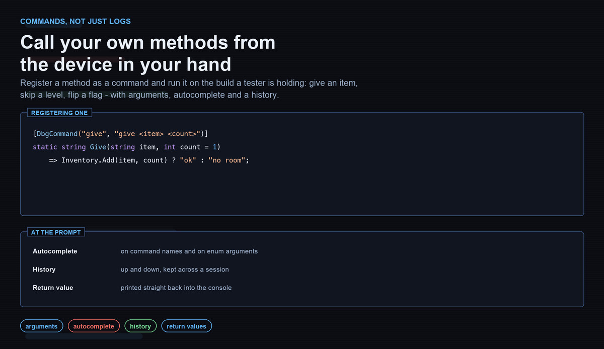 Quick Debug Console