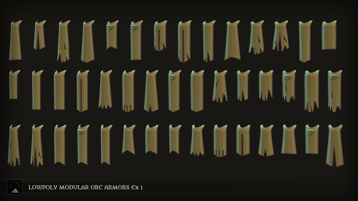 Low Poly Orcs Modular Armors Ex1 - LOWPOLY MEDIEVAL FANTASY SERIES