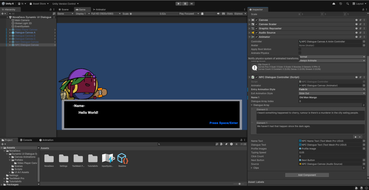 Nova Dynamic UI Dialogue System