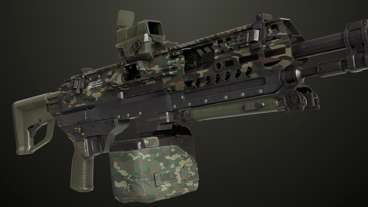 Machine Gun 14 Military Green URP HDRP Textures