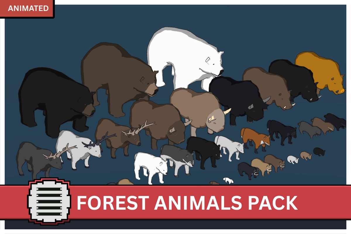 Animated Forest Animals Pack - Low poly stylized models