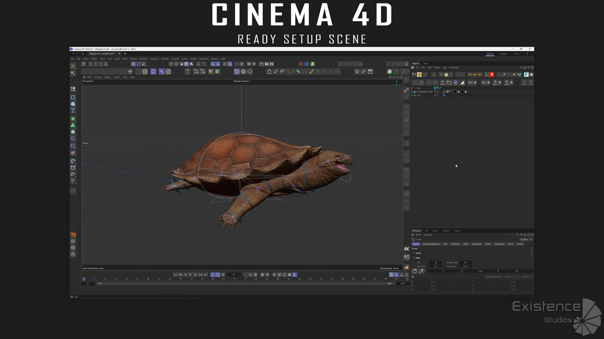 Alligator Turtle Predator - Animated Realistic Underwater Reptile