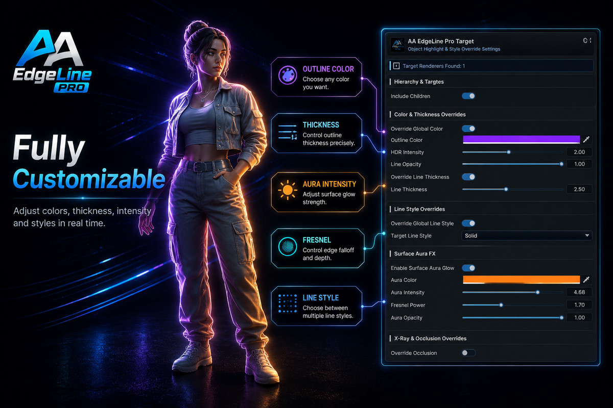 AA EdgeLine Pro - 3D Outline, Animated Edge & Surface Aura FX