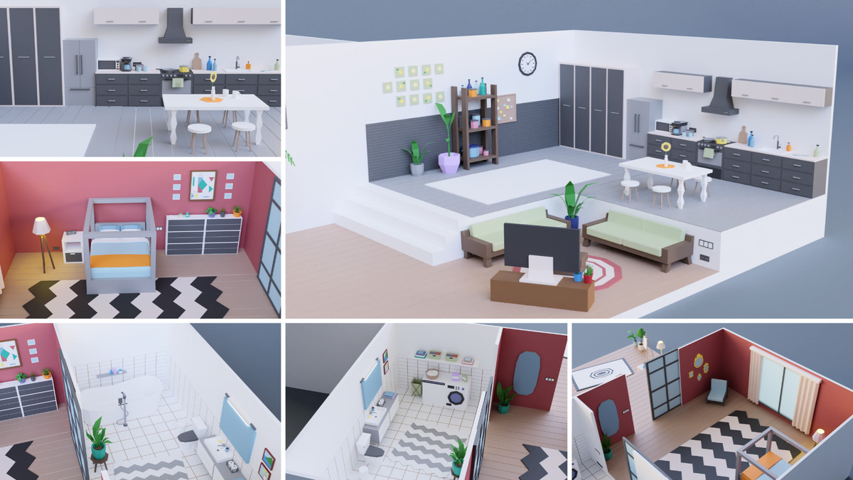 Low Poly Apartments Interiors Pack