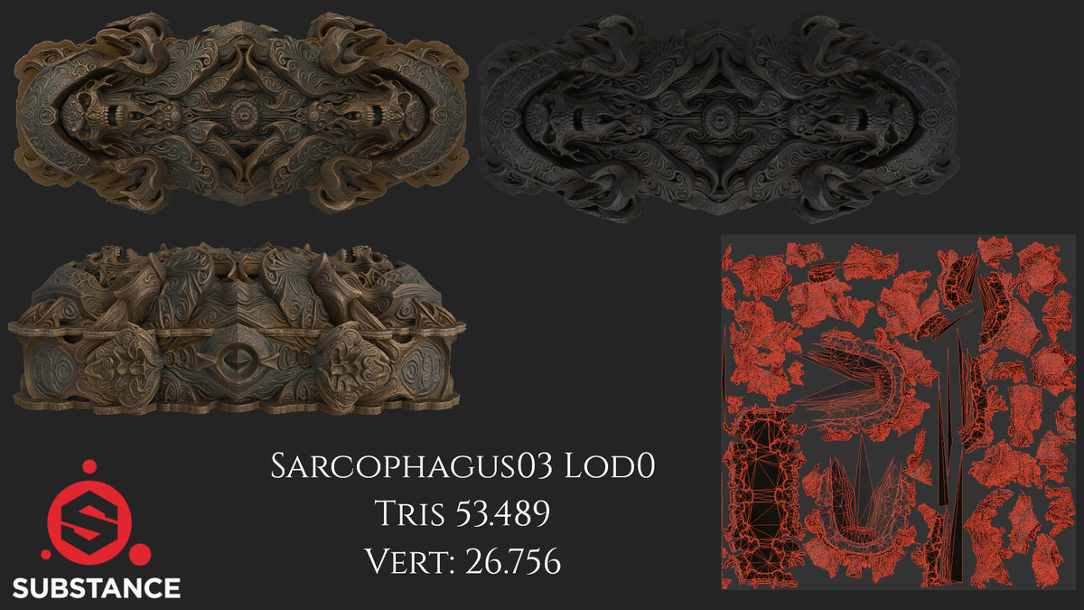 4 Dark Fantasy Sarcophaguses / Sarcophagi