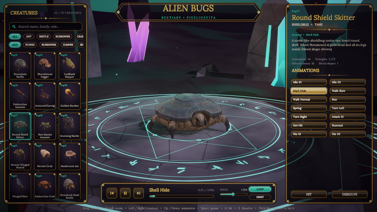 Alien Bugs Vol.1 - 20 Animated Fantasy Insect Creatures + Skill VFX
