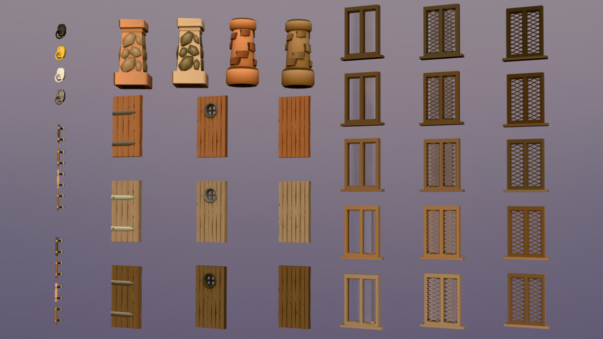 Low Poly 3D Medieval Town Assets