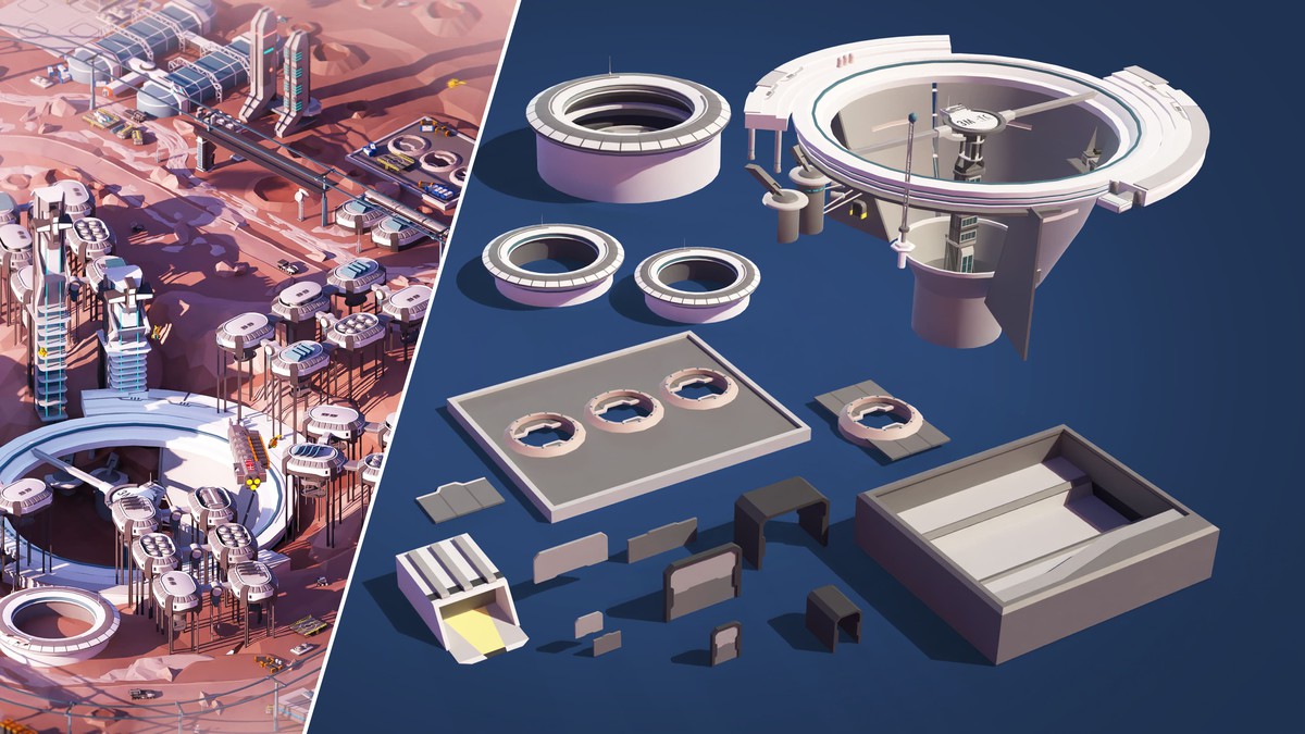 Mars Spaceport - Low Poly 3D Models Pack