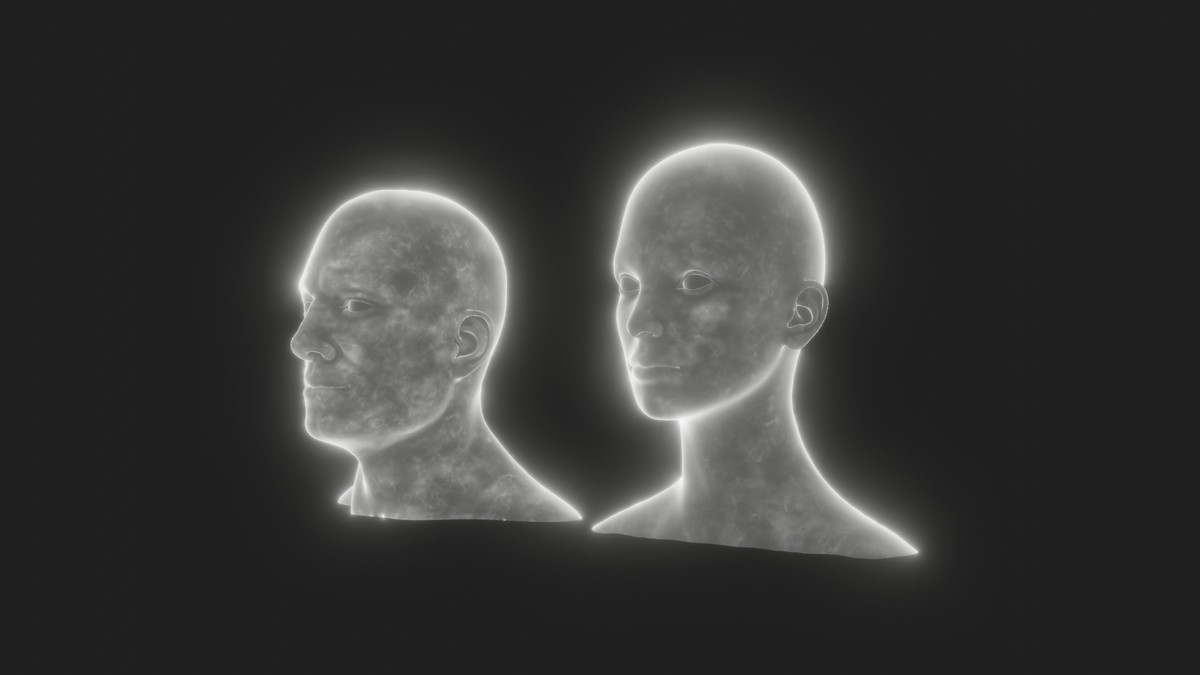 Ghostly Male Female Heads 3D Model Pack - Animated, Blend Shapes