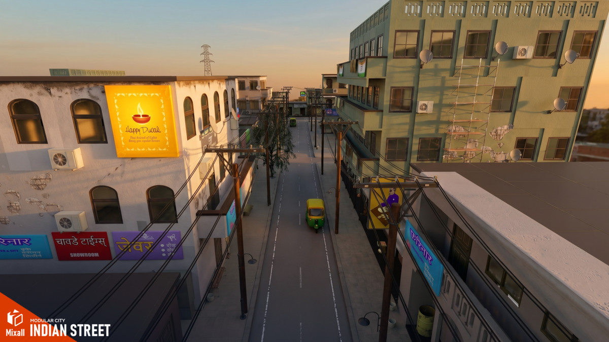 India City Kit - Modular Street Environment, People, Motorbikes