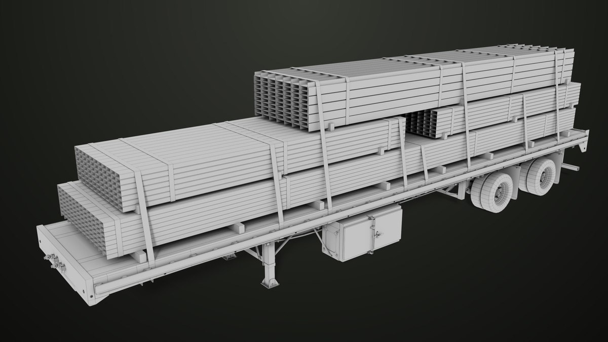 Heavy Truck 04 Flatbed Load Trailer URP HDRP Textures