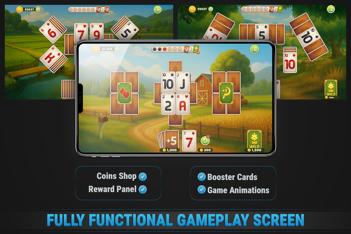 MK TriPeaks Solitaire Kit • Complete Card Game Template