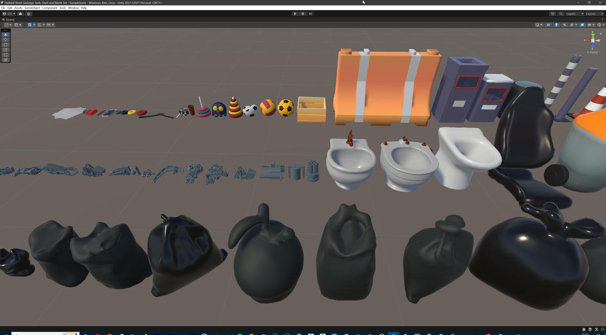 Lowpoly Stylized Street Garbage, Junk, Trash and Waste Set - 328 gameready props