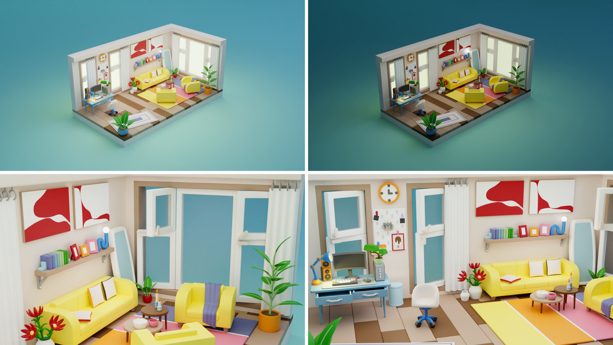Cartoon Interactive Rooms & Furniture - Cozy Interior Pack