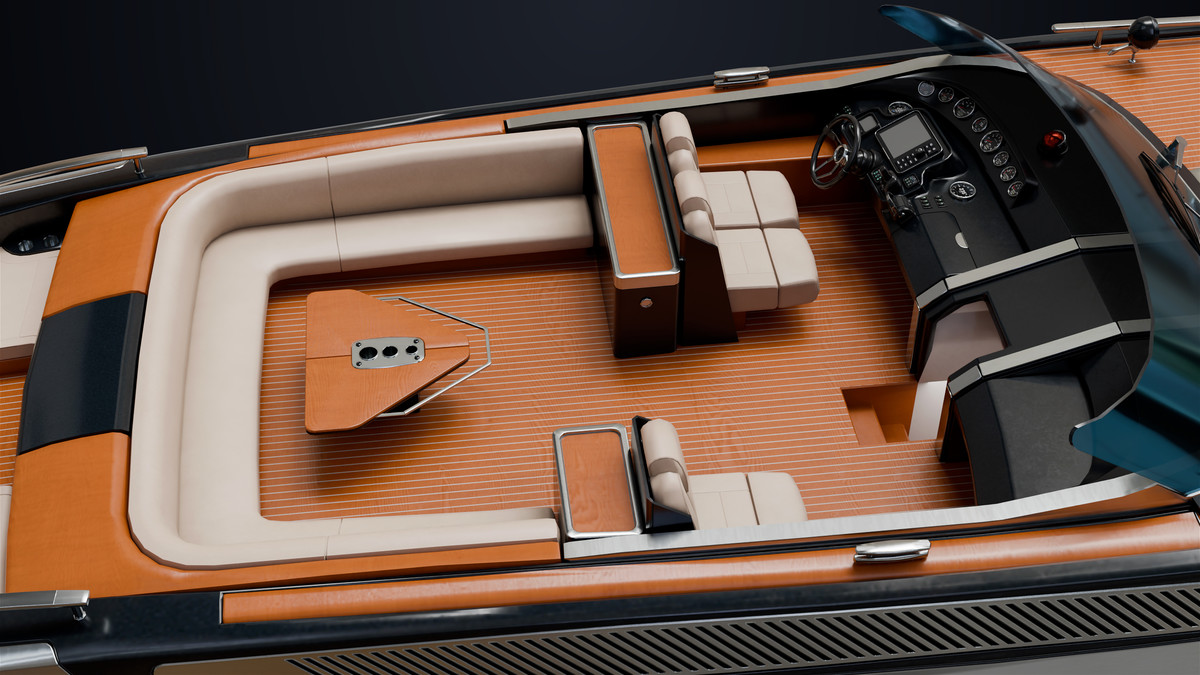 Yacht Boat 01 Black with Interior HDRP URP Textures