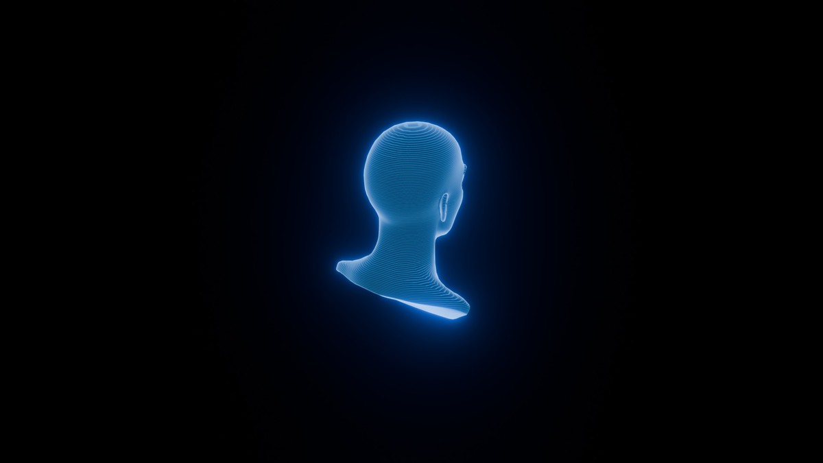 Anime Human Hologram Heads 3D Model Rigged with Facial Expressions