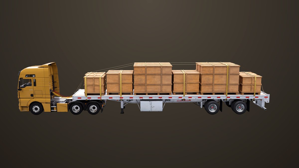 Heavy Truck 04 Flatbed Load Trailer URP HDRP Textures