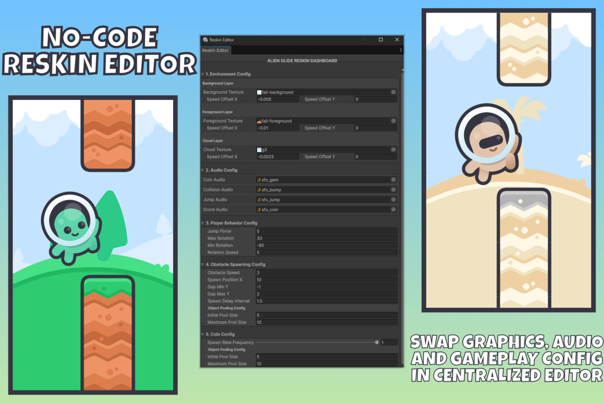 Alien Glide | 2D Flappy Flyer Template